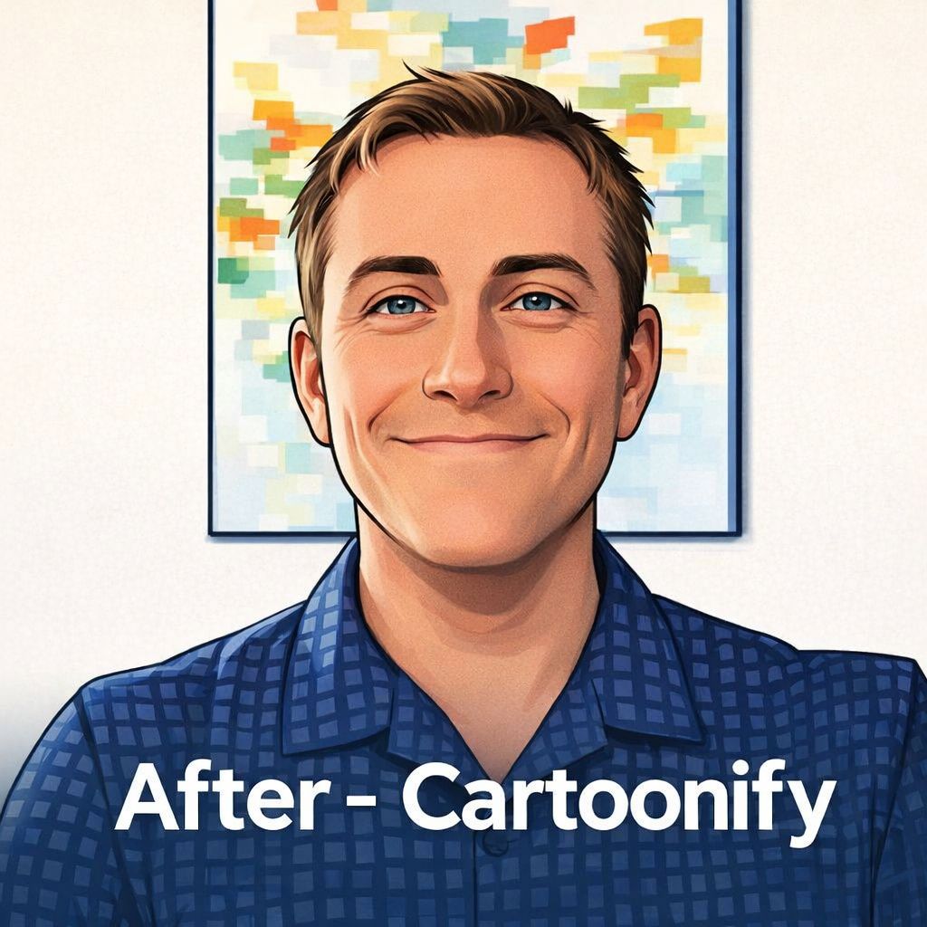 After: cartoon / 2D vector style